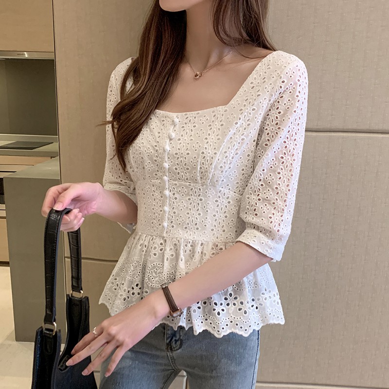 lace peplum tops with sleeves