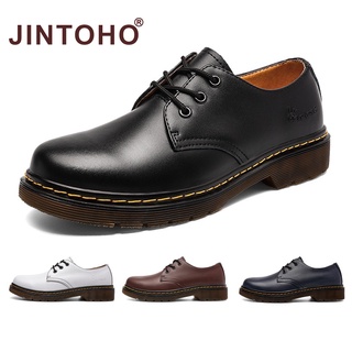 【JINTOHO】Ready Stock Couple Oxford Boots Men & Women Casual Genuine Leather Shoes Fashion Formal Black Shoes