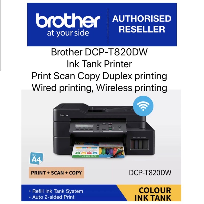 Brother DCPT820DW Ink Tank Printer• Print Scan Copy • Wired/Wireless printing • Duplex
