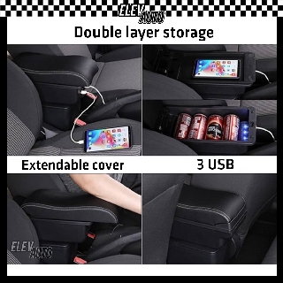 Perodua Axia Premium Leather Arm Rest ArmRest Double Layer 