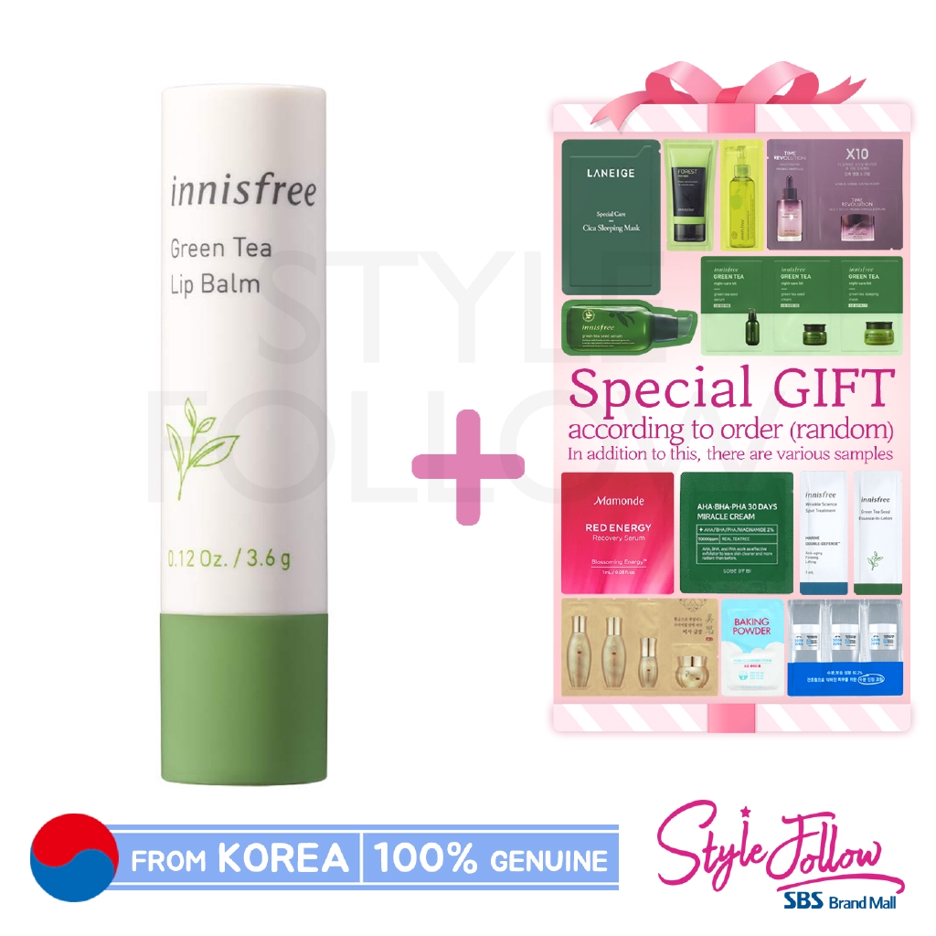 [INNISFREE] Green Tea Lip Balm 3.6g Shopee Singapore