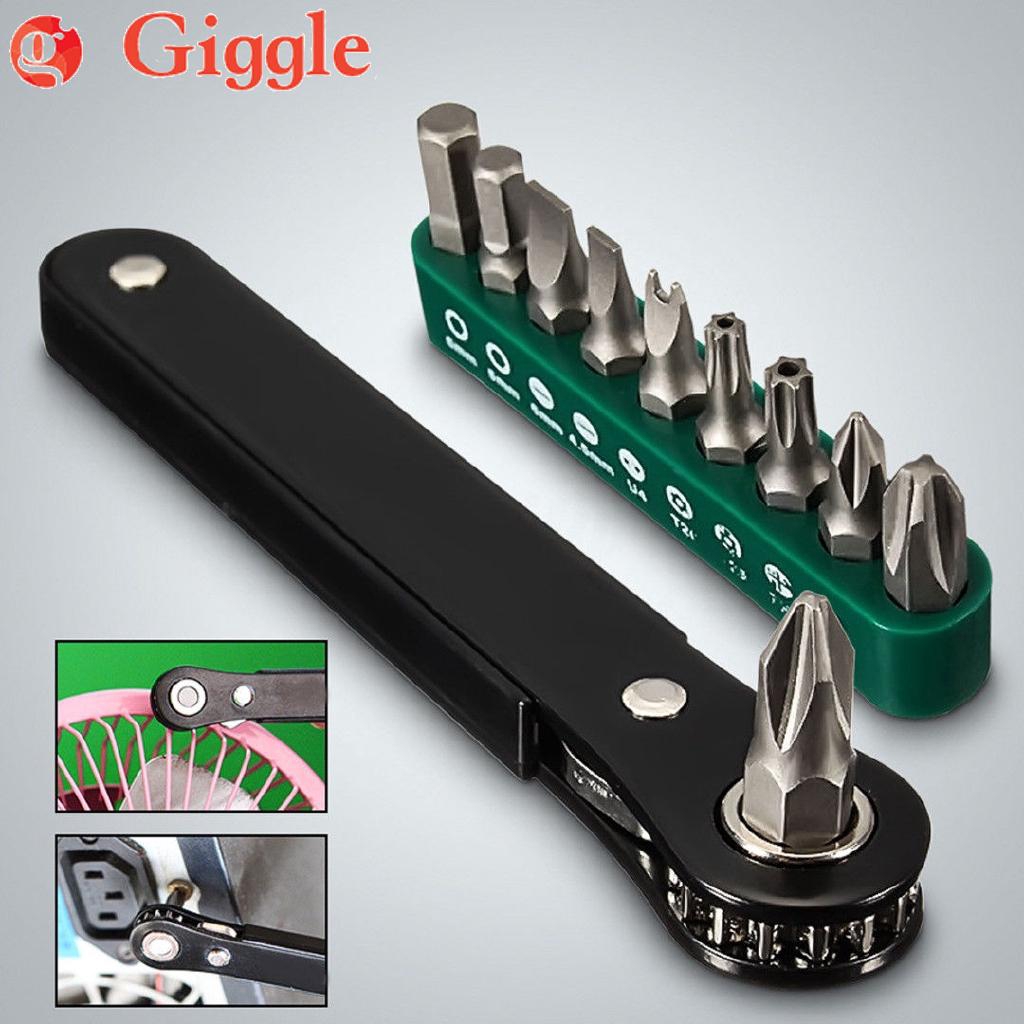 Brand New 10 in 1 Mini Right Angle Offset Hand Ratchet Screwdriver Set