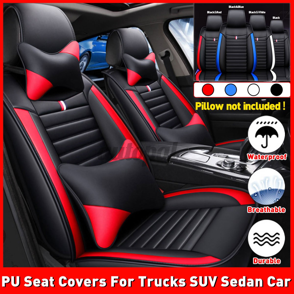 PU Leather Universal Car Seat Waterproof Covers Breathable Auto Seat