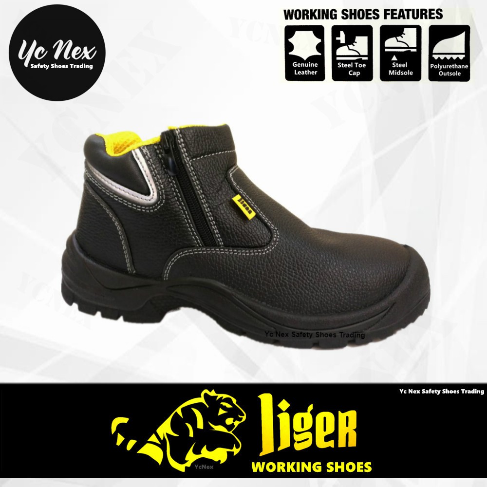 Shop Malaysia Safety Shoes Safety Boots Mid Cut Zip On Liger Lg 66 Shopee Singapore