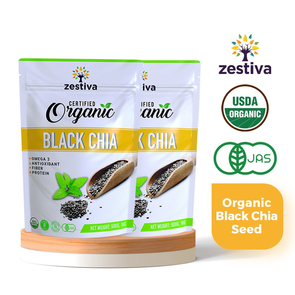 Zestiva Certified Organic Black, White Chia Seeds, 500G ...