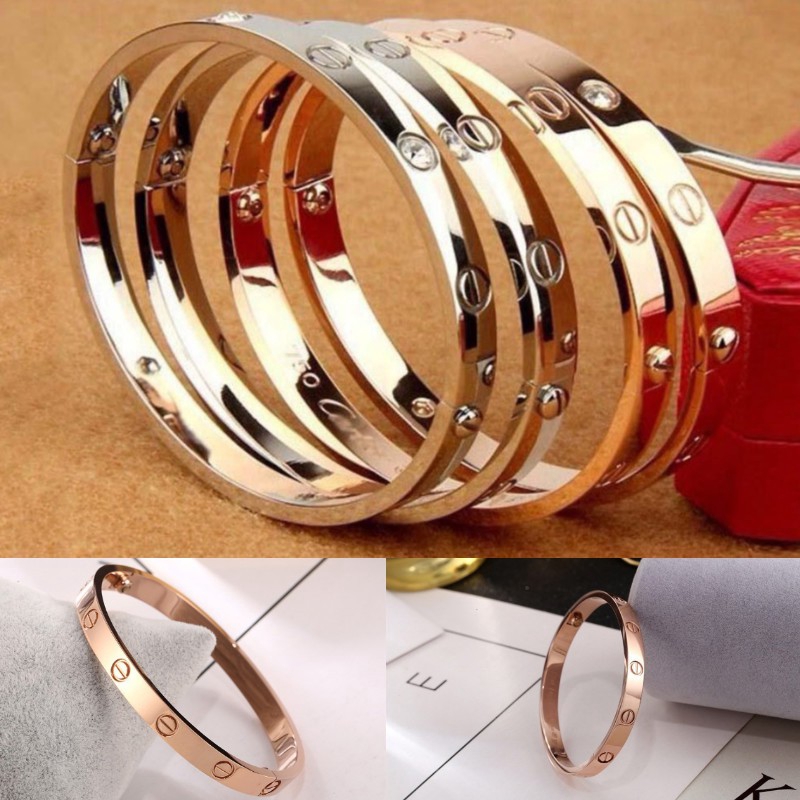  Gelang  Titanium Steel Warna  Rose Gold  Gaya Korea untuk 