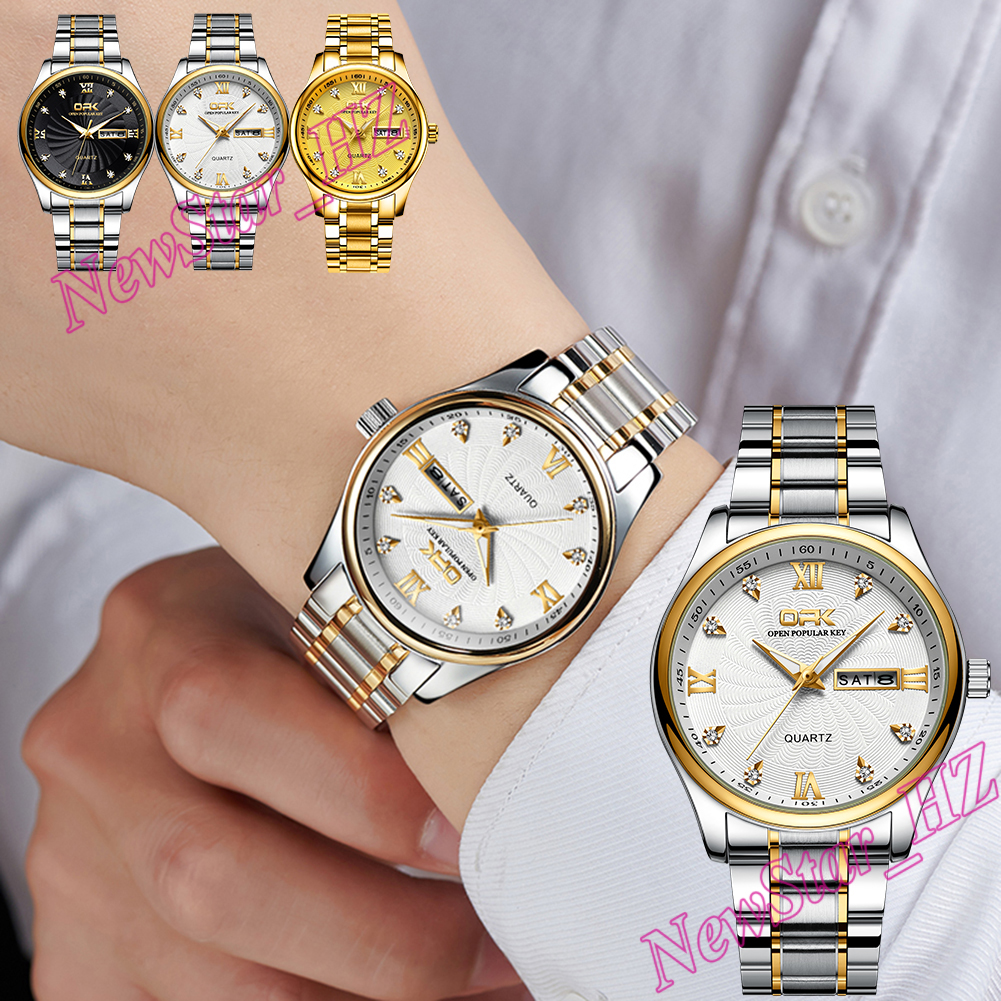 Luxury Jam Tangan Men S Watch Date Business Stainless Steel Watch For Women Quartz Analog Waterproof Couple Watch Pasangan Wanita Jam Tangan Shopee Singapore