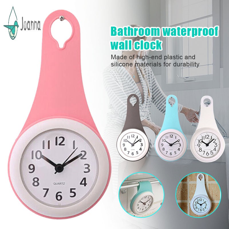 Waterproof Shower Clock Dial Big Numbers Silicone Kitchen Bathroom Bath Shower Suction Cup Clock for Bathrooms Kitchen 