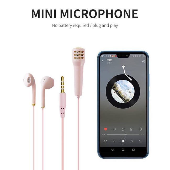 Portable Wired HIFI&BASS Earphone with Mini HD Microphone Mic 3.5mm Interface Headset for Karaoke App Online Class Meeting Live Streaming Broadcast