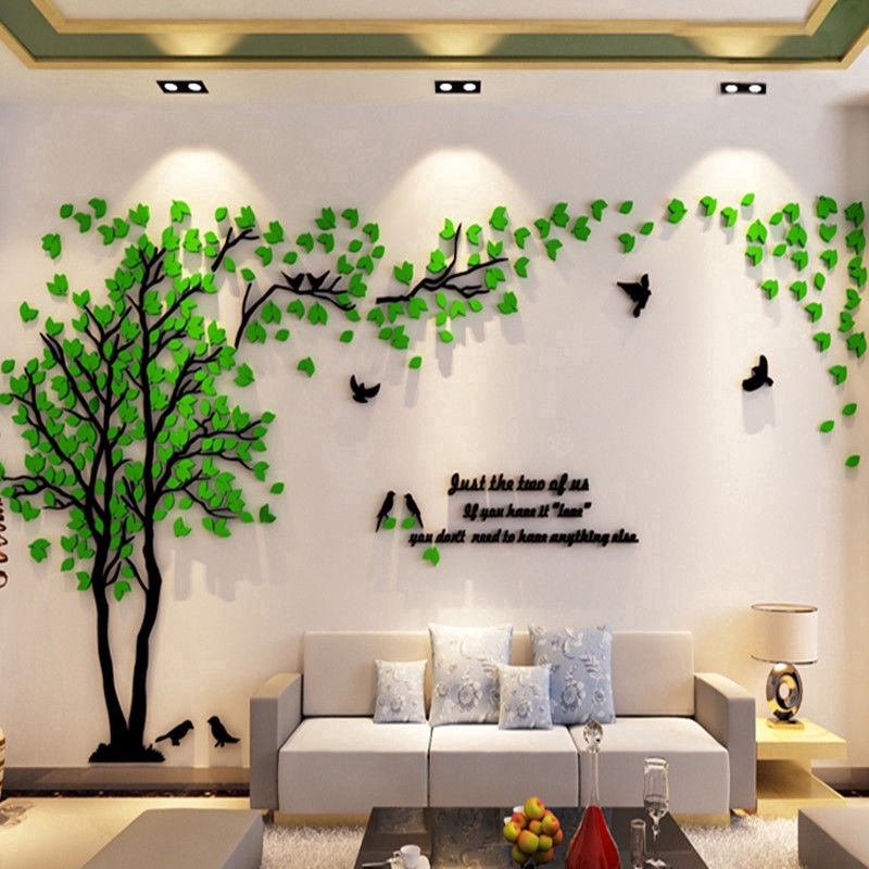 3D Stereo Wall Sticker Acrylic Couple Tree Wall Painting Living Room  Bedroom TV Background Wall Sticker | Shopee Singapore