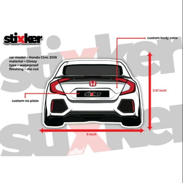 2018 Honda Civic Train Rear Sticker Shopee Singapore