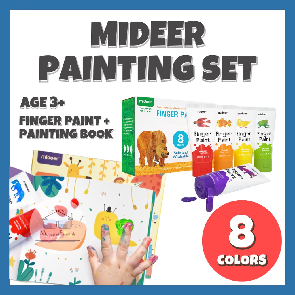 Mideer Finger Painting Set [Washable Finger Paint 8 Colors + Painting