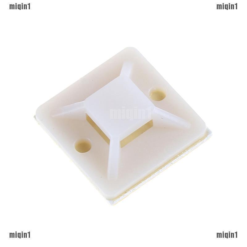[MQ1sg] 100Pcs/set 20mm Mounts Mounting Base Clamps Clips Self Adhesive Cable Wire Zip Tie #2