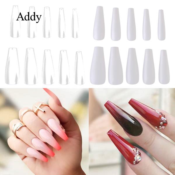 Addy 500pcs Long Ballerina Fake Nail Tips Full Cover Coffin Nails With 10 Sizes For Nail Salons Home Diy Nail Art Shopee Singapore