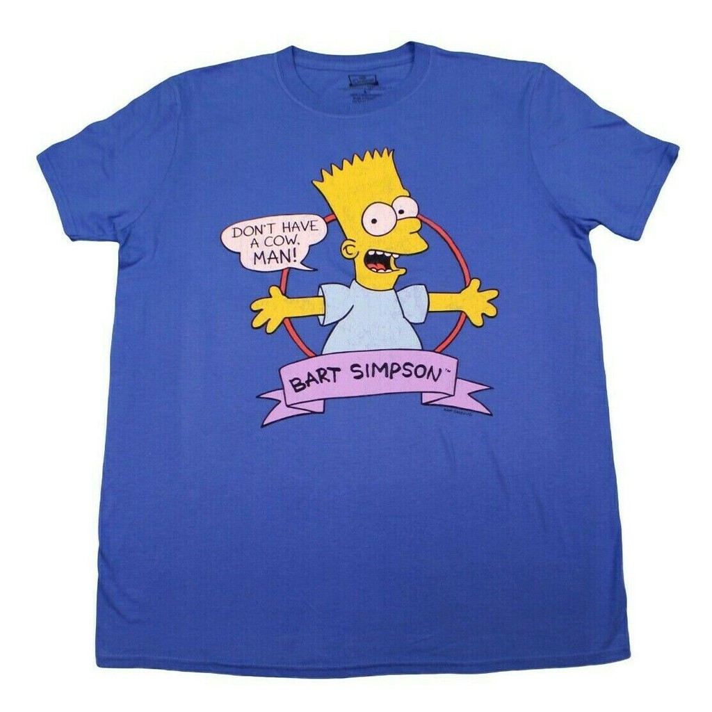 Men T Shirt The Simpsons Bart Simpson Dont Have A Cow Royal Blue Distressed Shopee Singapore