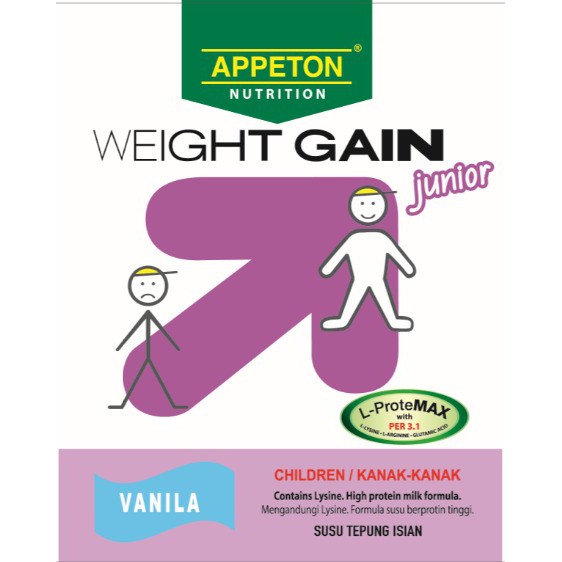 Shop Malaysia Appeton Weight Gain Child Vanilla 450g Shopee Singapore