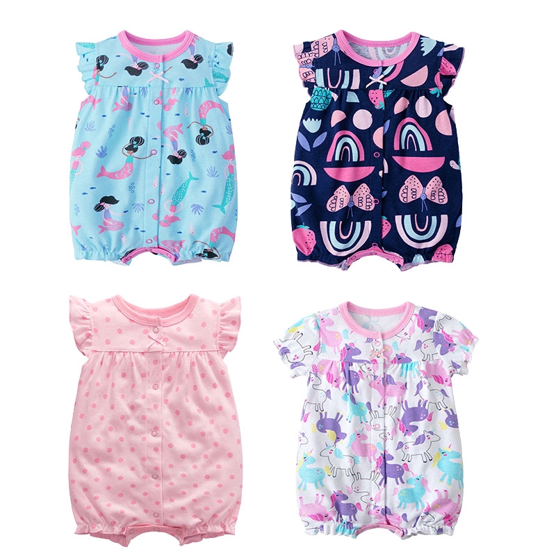 baby romper Boys Cotton Short Sleeve Infant Button Down Bodysuit Kids clothes Shopee Singapore