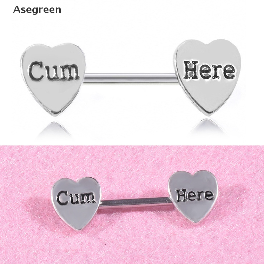 Image of [Asegreen] 2Pc Stainless Steel Heart Barbell Letter Nipple Ring Helix Piercing Body Jewelry Good goods #0