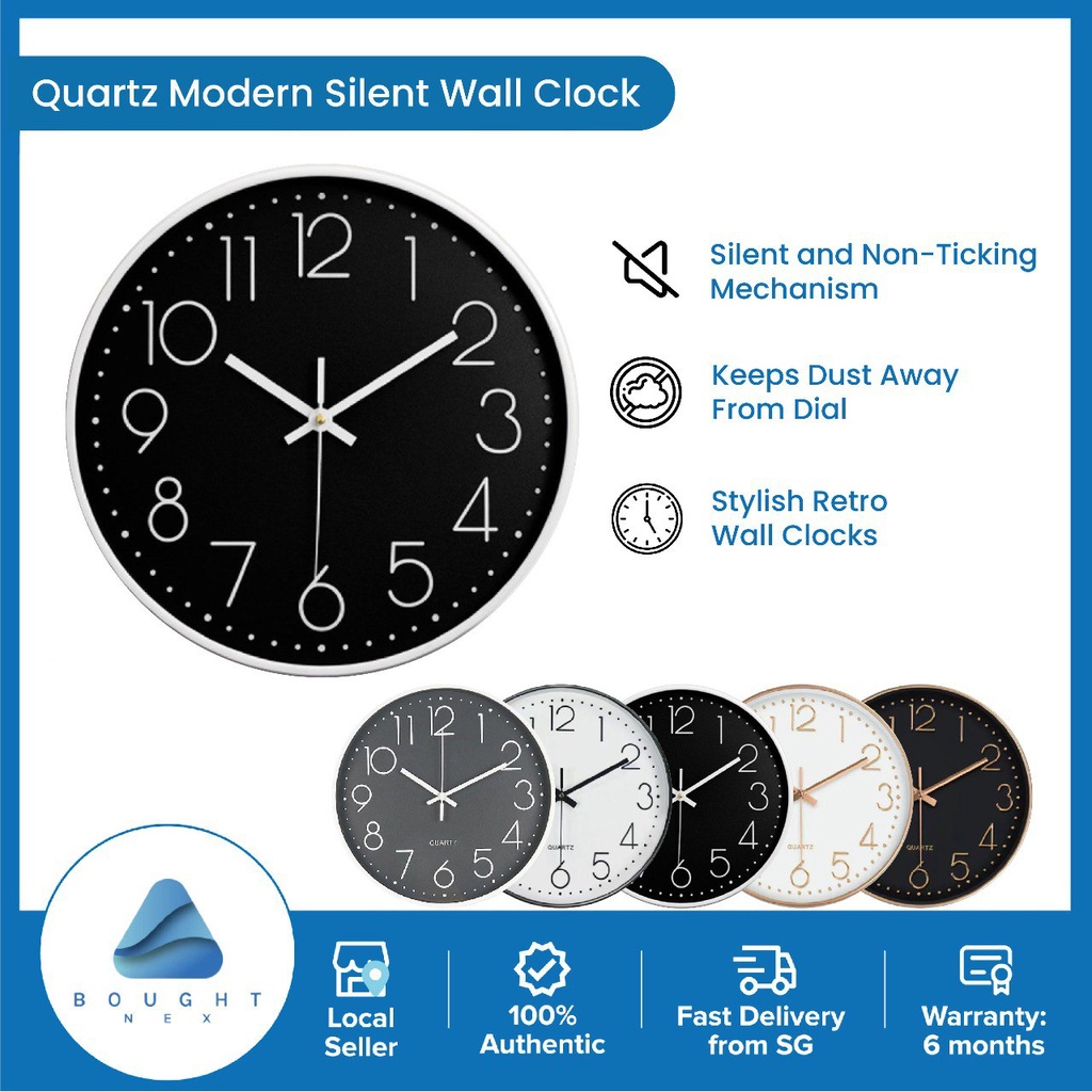 Japan Quartz Movement Modern Silent Wall Clock Digital Quiet for Home ...