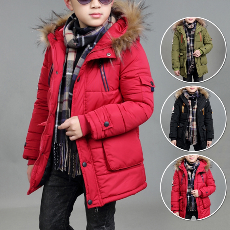 boys puffer jacket with fur hood