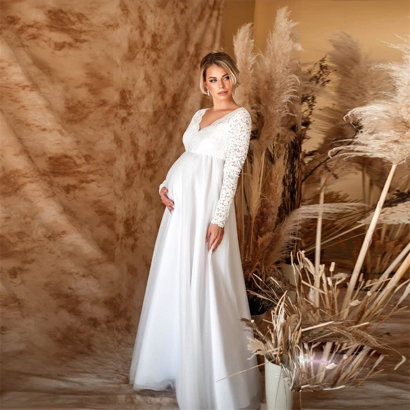 Women Maternity Dresses Photography Props Pregnancy for Photo Shoot Cotton Dress Pregnant 
