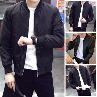Image of Men Jacket Outdoor Casual Long sleeve Solid color Stand collar Zipper Coat