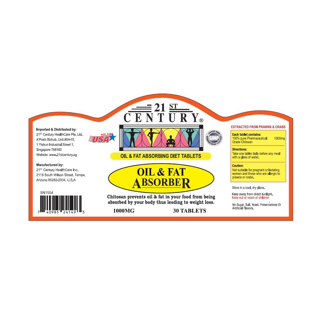 21st Century Oil Fat Absorbers Absorbs Oil And Fats From Your Food 30 Tablets Shopee Singapore