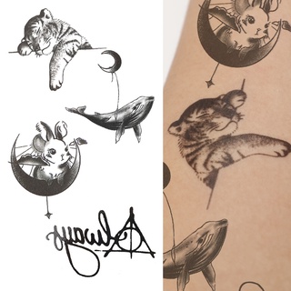 Image of thu nhỏ Women Men Fashion Punk Waterproof Black Animal Pet Water Transfer Temporary Tattoo Sticker/Girls Body Shoulder Art #4