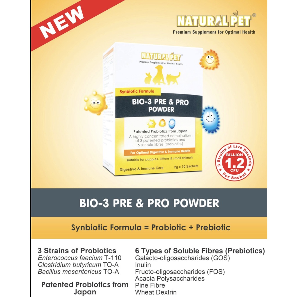 Natural Pet Bio-3 Pre & Pro Powder 2g X 30 Sachets (2 FLAVORS) | Shopee ...