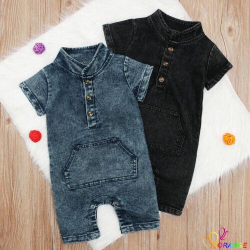 short sleeved denim jumpsuit