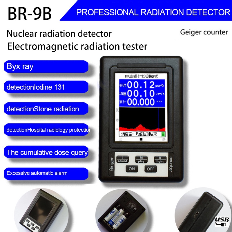 BR9B Portable Geiger Counter Nuclear Radiation Detector Personal