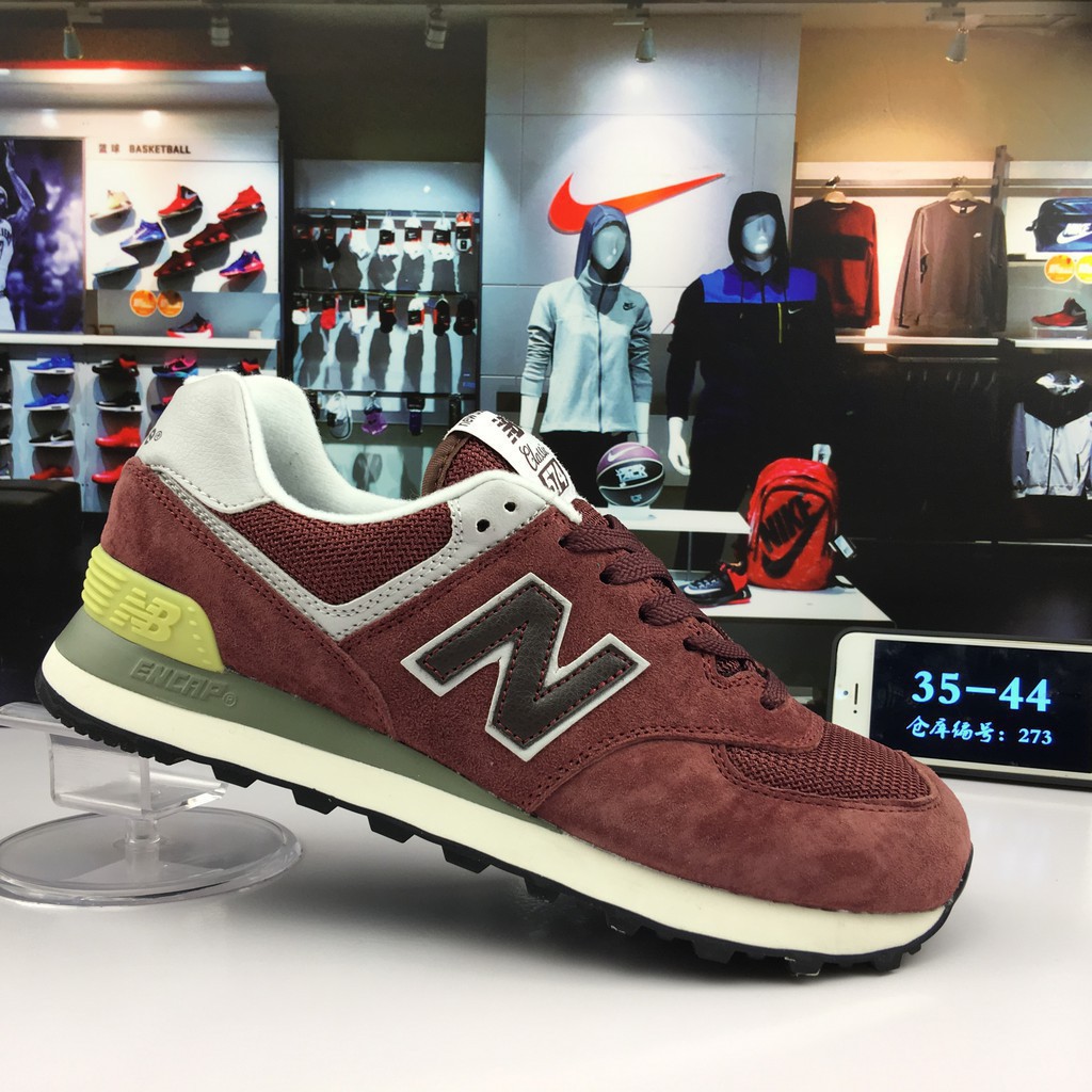 original new balance 574 nb574 maroon red for men women running shoe size  36-44 | Shopee Singapore