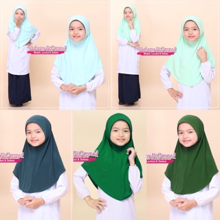 Tudung Sekolah Awning Lembut Hijau  Muda  Olive Lumut  