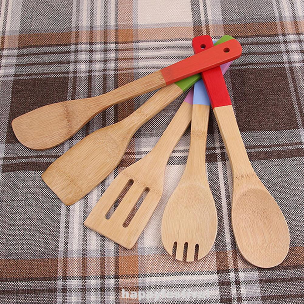 5pcs Spatula Cooking Utensils Multicolored Handle Durable Home