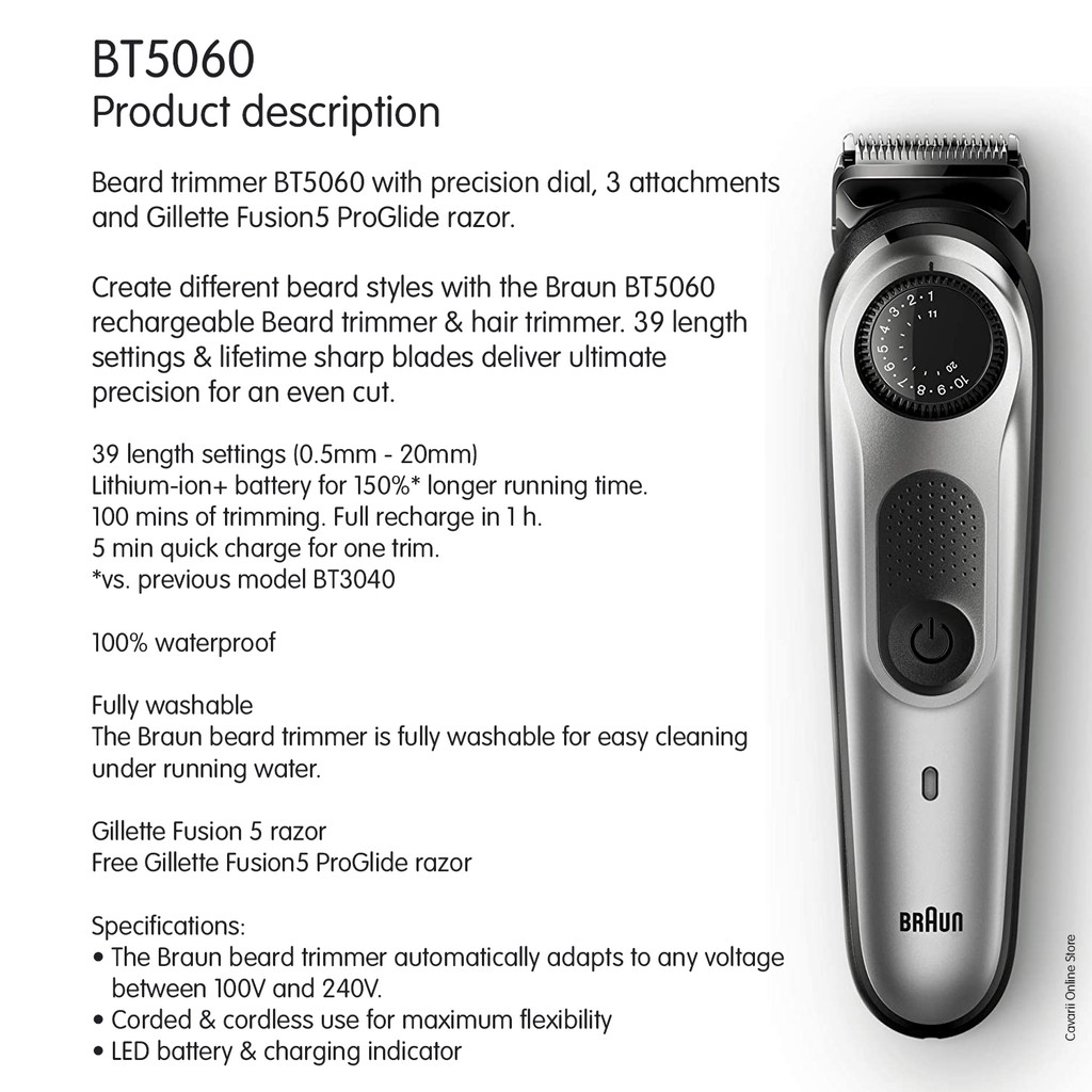 braun beard and hair trimmer bt5060