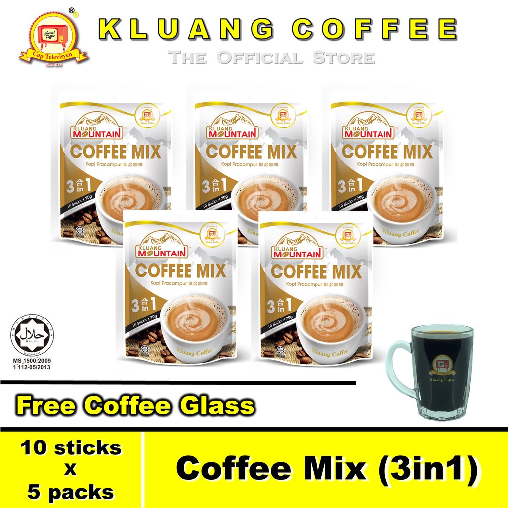 Cap Televisyen Kluang Mountain Coffee Mix 3 in 1 Kopi  10 