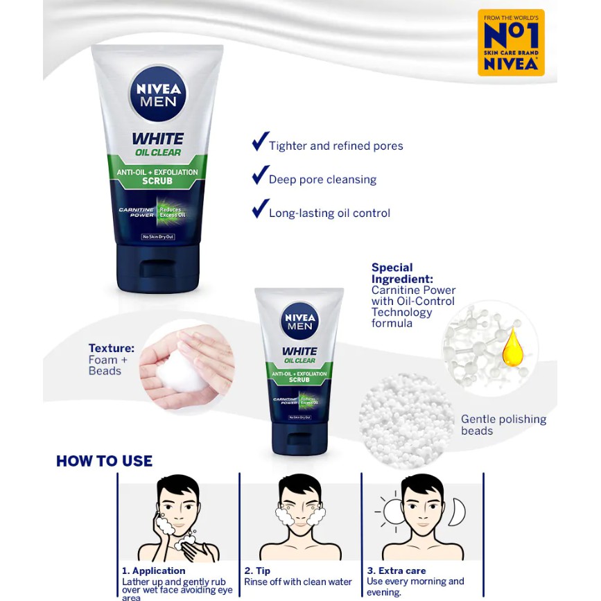 nivea men white oil clear scrub