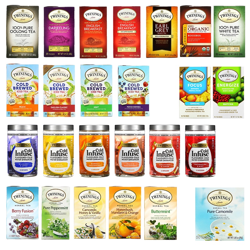 Twinings, Various Teas (Earl Grey, English Breakfast, Chamomile, Cold ...