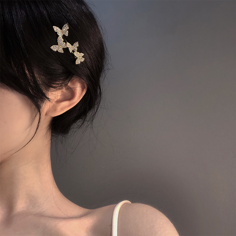 Rhinestone Butterfly Hair Clip Korean Version Simple Beautiful Girl  Accessories | Shopee Singapore