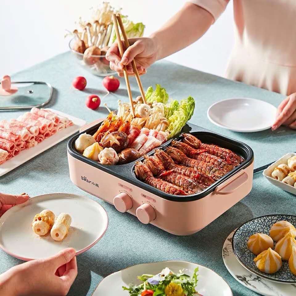 🔥Deeper version🔥 Korean Bear 2in1 Grill Hotpot Multipurpose Steamboat ...