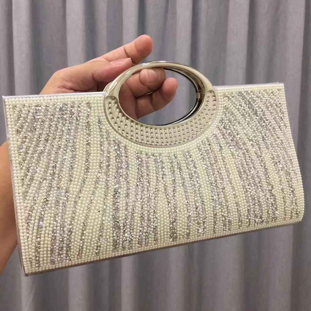 A&J New ladies bag diamond pleated dinner clutch clutch metal chain with sling