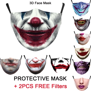 Adults Halloween Joker Monster Face Mask Skeleton 3d Printed Design Cotton Masks Anti Dust Face Mask Shopee Singapore - vampire face mask roblox free
