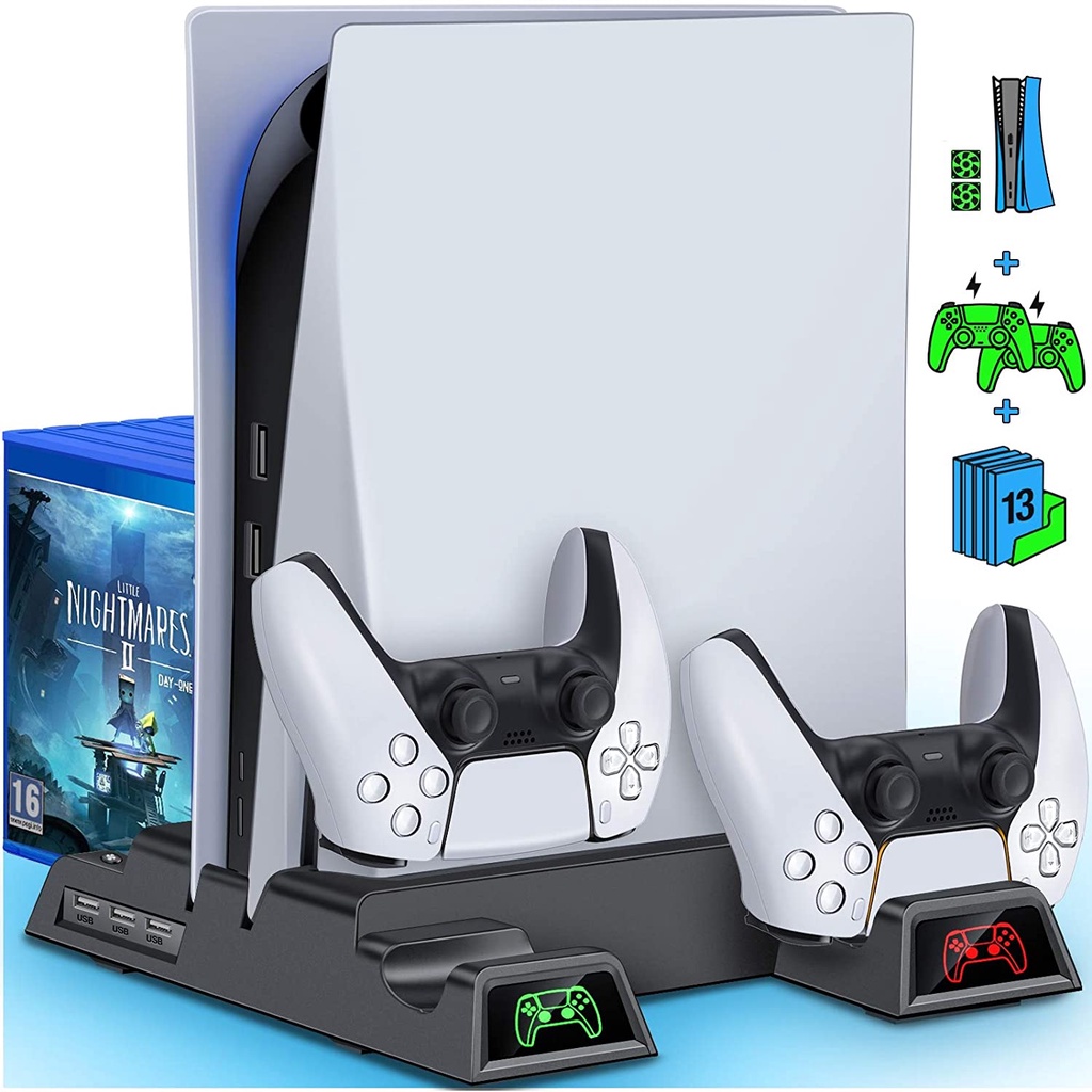 OIVO PS5 Vertical Stand with Cooling Fan Dual Controller Charger Station  Charging Base for Playstation 5 PS5 with 12 Game Slots IV-P5235 | Shopee  Singapore