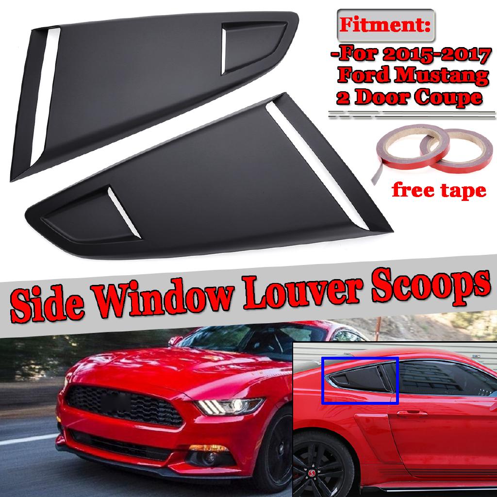 2Pcs 1/4 Quarter Black Side Window Louvers Scoop Cover 
