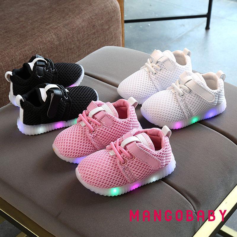Kids Lightweight Breathable Luminous Mesh Sport Shoes 1-6 Years Old Baby Boys Girls LED Light Up Sneakers 