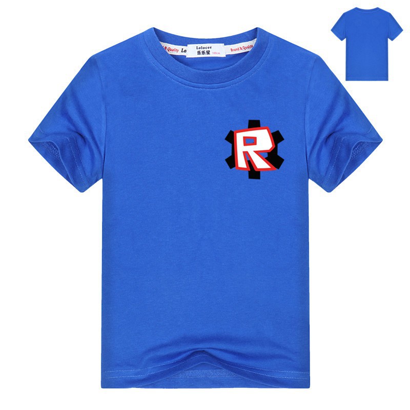 Kids Mobile Game Roblox T Shirt Boys Letter R Print T Shirt Youth Short Sleeve Cartoon Tops Blue Tee - kids mobile game roblox t shirt boys letter r print t shirt youth short sleeve cartoon tops blue tee