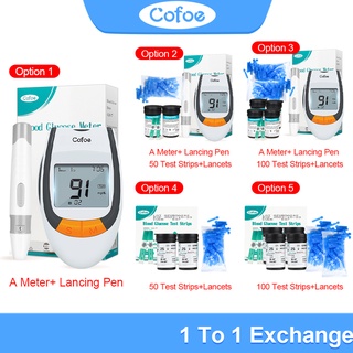 Cofoe GLM-77 Blood Sugar Test Kit Blood Glucose Meter Monitor Glucometer Set with 50/100 PCS Lancets & Strips