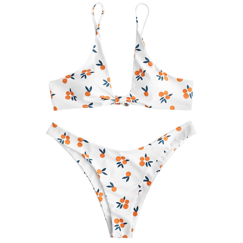 orange print swimsuit