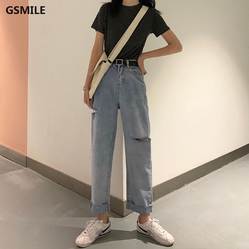 denim crop pants