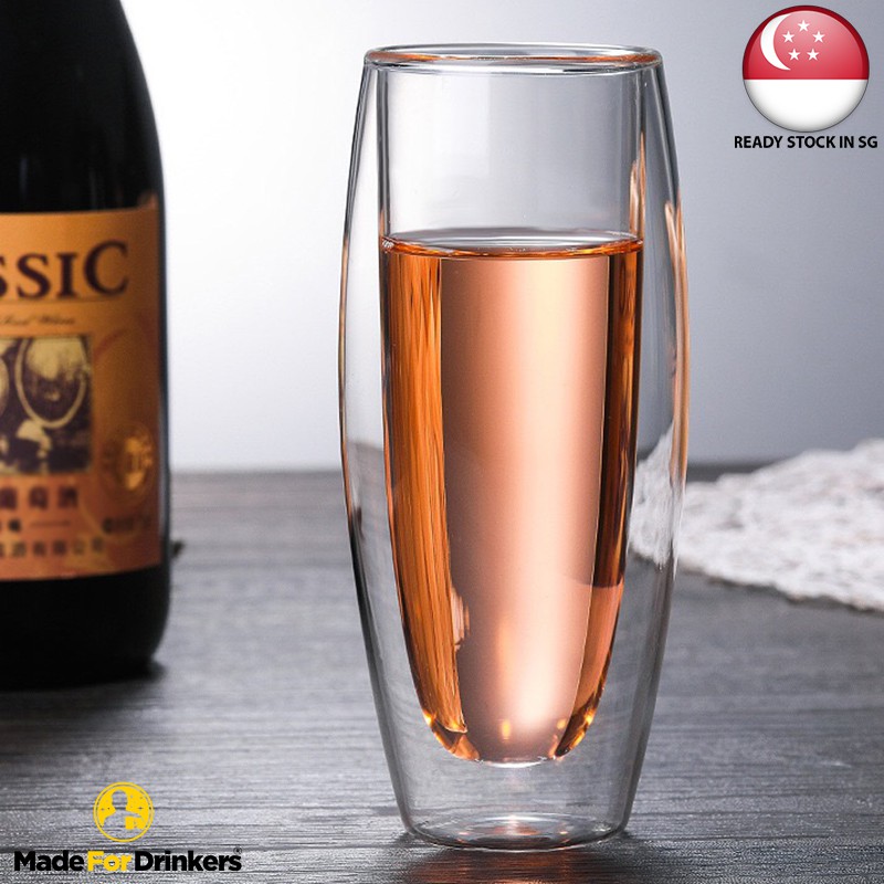 Doublewalled Champagne Flutes 240ml (Set of 2) Double Wall Flute Drinking Wine Creative